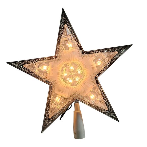 5 Pt Clear Acrylic 10" Lighted Star Christmas Tree Topper Ornament Holiday Decor - Picture 1 of 13